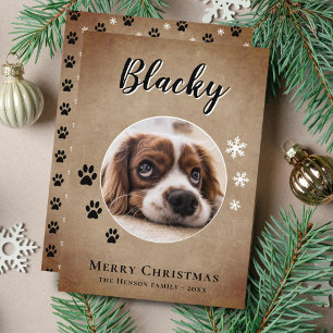 Cartes Pour Fêtes Annuelles Nom du chien rustique Photo Joyeux Noël Famille