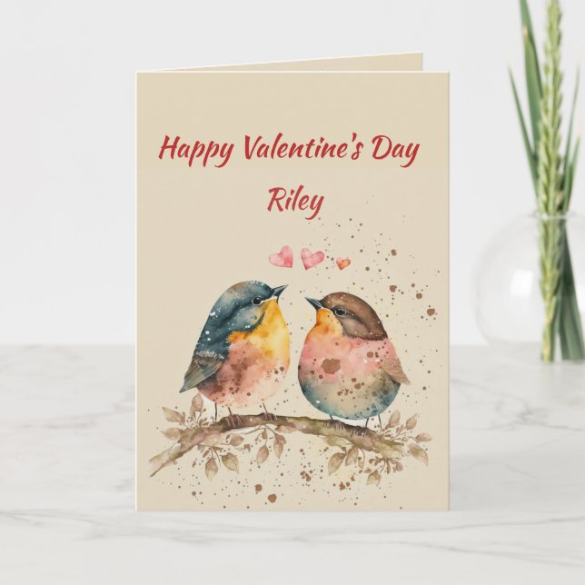 Cartes Pour Fêtes Annuelles Nom personnalisé Aimer de mignons Inséparables Coe (Devant)