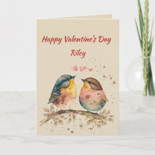 Cartes Pour Fêtes Annuelles Nom personnalisé Aimer de mignons Inséparables Coe