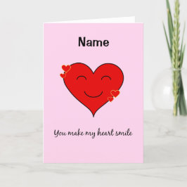 Cartes Pour Fêtes Annuelles Nom personnalisé coeur souriant rose