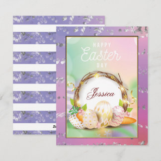 Cartes Pour Fêtes Annuelles Nom personnalisé élégant Joyeux Jour de Pâques