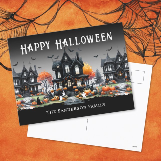 Cartes Pour Fêtes Annuelles Nom personnalisé Happy Halloween (Personalized Name Happy Halloween Holiday Postcard )