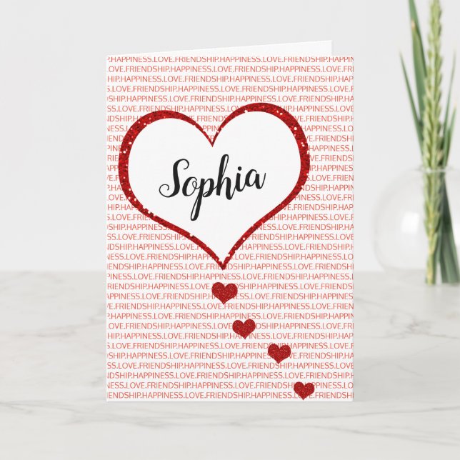 Cartes Pour Fêtes Annuelles Nom personnalisé Heureuse Sainte-Valentin (Devant)