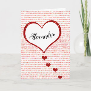 Cartes Pour Fêtes Annuelles Nom personnalisé Heureuse Sainte-Valentin