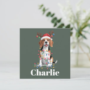 Cartes Pour Fêtes Annuelles Nom personnalisé Noël Beagle Chien Amoureux