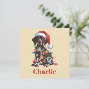 Cartes Pour Fêtes Annuelles Nom personnalisé Pointer allemand à poil court Noë