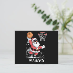 Cartes Pour Fêtes Annuelles Nom personnalisé Xmas Père Noël Dunking Basketball