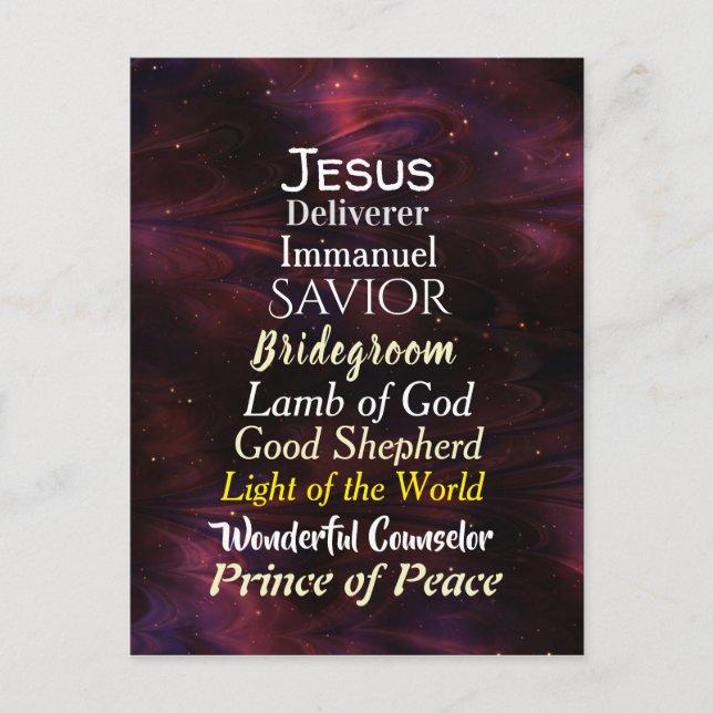 Cartes Pour Fêtes Annuelles Noms de Jésus à Noël (Devant)