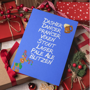 Cartes Pour Fêtes Annuelles Noms des rennes de bière Rudolph Noël Funny