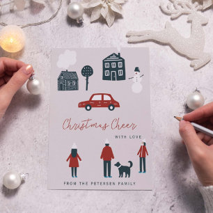 Cartes Pour Fêtes Annuelles Non photo moderne Noël famille hiver