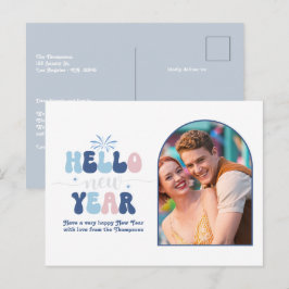 Cartes Pour Fêtes Annuelles Nordic Glow New Year Retro Modern Blue Photo