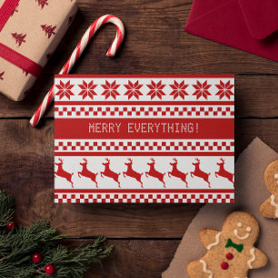 Cartes Pour Fêtes Annuelles Nordic Print Reindeer Rouge Merry Tout Vacances