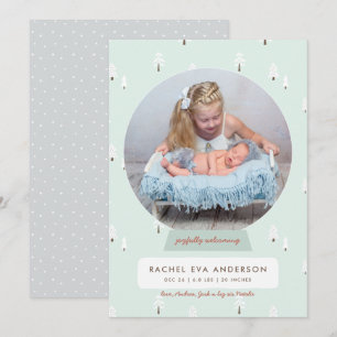 Cartes Pour Fêtes Annuelles Nordic Winter Nouveau bébé Premier Noël Snowglobe