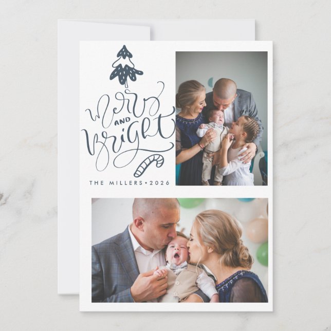 Cartes Pour Fêtes Annuelles Nordique Joyeux Noël Famille Photo Noël (Devant)