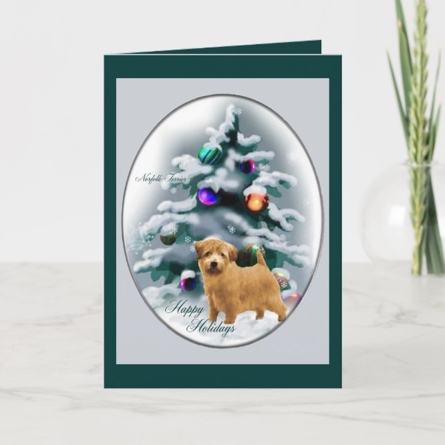 Cartes Pour Fêtes Annuelles Norfolk Terrier Cadeaux de Noël (Devant)
