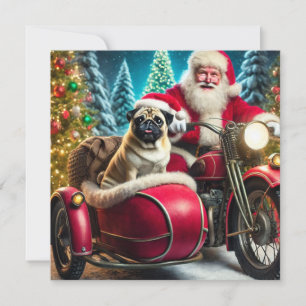 Cartes Pour Fêtes Annuelles Norman T Carlin avec Père Noël et side car
