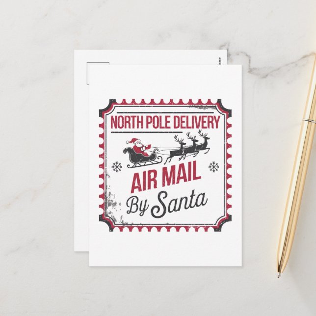 Cartes Pour Fêtes Annuelles North Pôle Delivery ajouter un message (Devant/Arrière en situation)