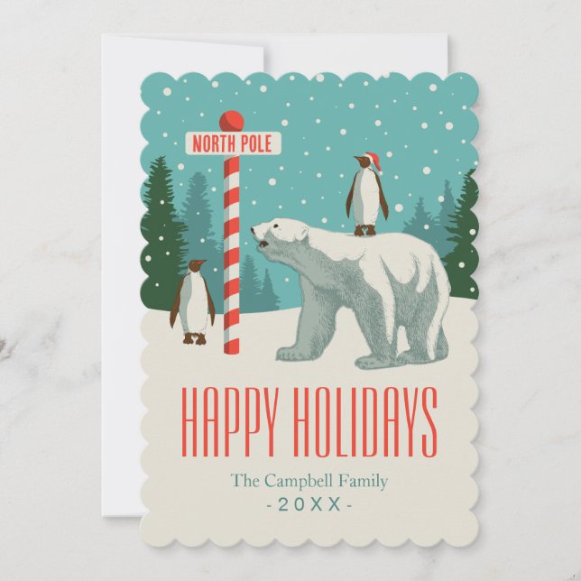 Cartes Pour Fêtes Annuelles North Pôle Holiday (Devant)