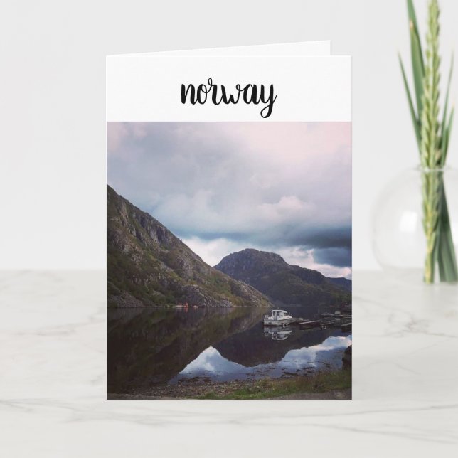 Cartes Pour Fêtes Annuelles Norvège Fjord et bateau (Devant)
