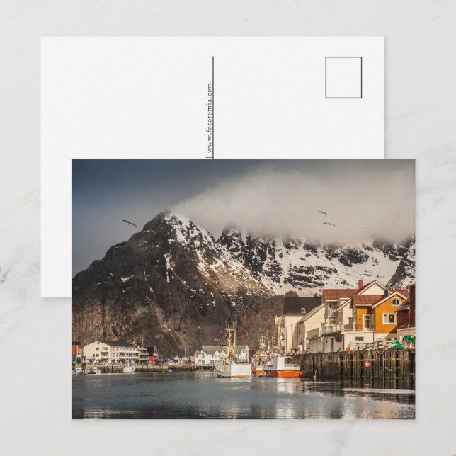 Cartes Pour Fêtes Annuelles Norvège Lofoten Henningsvaer (Devant / Derrière)