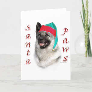 Cartes Pour Fêtes Annuelles Norvégien Elkhound Père Noël Paws