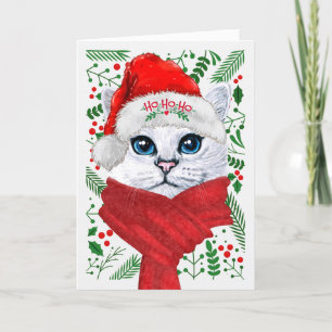 Cartes Pour Fêtes Annuelles Norwegian Forest Cat Santa Hat Meowy Noël