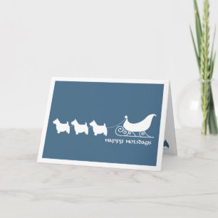 Cartes Pour Fêtes Annuelles Norwich Terriers tirant Père Noël Sleigh 