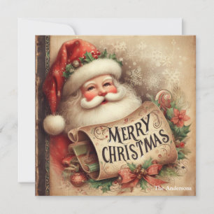 Cartes Pour Fêtes Annuelles Nostalgale Rétro Santa Claus Joyeux Noël