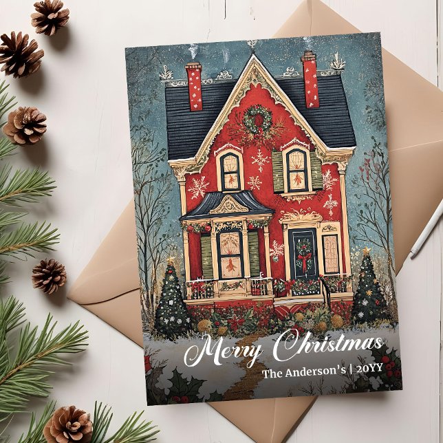 Cartes Pour Fêtes Annuelles Nostalgic Christmas House Digital Holiday Card (Nostalgic Christmas House Digital Holiday Card)