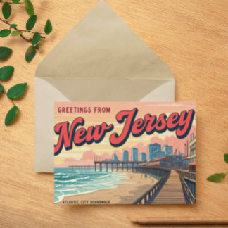 Cartes Pour Fêtes Annuelles Nostalgie du New Jersey Boardwalk Imprimer