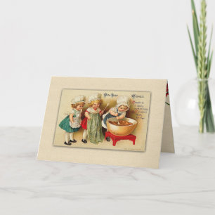 Cartes Pour Fêtes Annuelles Nostalgie vintage Enfants de Noël Baking