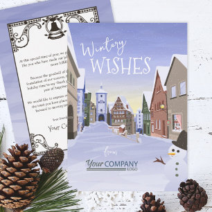 Cartes Pour Fêtes Annuelles Nostalgique Logo d'entreprise Bleu clair Noël