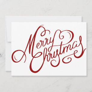 Cartes Pour Fêtes Annuelles Nostalgique Noël Rouge Script Texte personnalisé