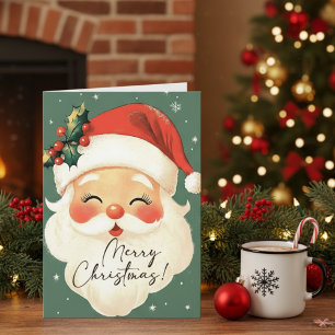 Cartes Pour Fêtes Annuelles Nostalgique Père Noël mignonne Joyeux Noël Personn