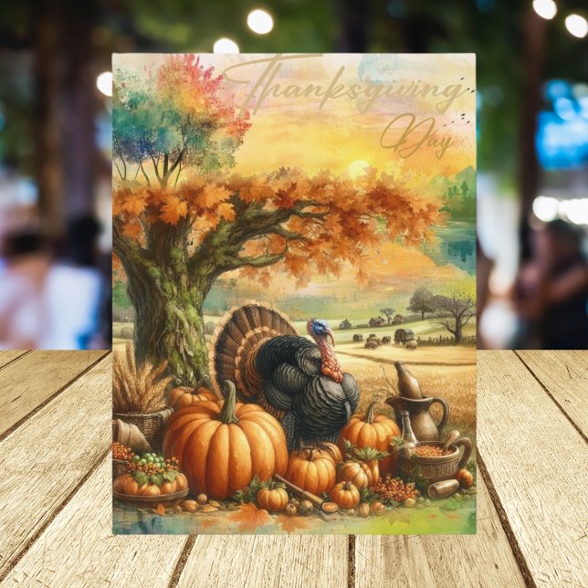 Cartes Pour Fêtes Annuelles Nostalgique Thanksgiving Day Citrouille et clés (Créateur téléchargé)
