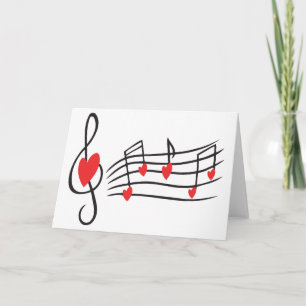 CARTES POUR FÊTES ANNUELLES NOTES DE COEUR D'AMOUR MUSICALE