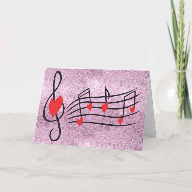 CARTES POUR FÊTES ANNUELLES NOTES DE COEUR D'AMOUR MUSICALE (Devant)
