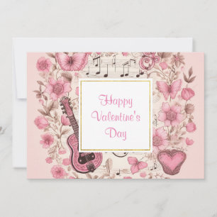 Cartes Pour Fêtes Annuelles Notes musicales et fleurs style rétro Valentine's
