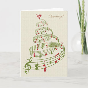 Cartes Pour Fêtes Annuelles Notes musicales Ruban Arbre de Noël