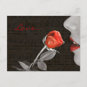 Cartes Pour Fêtes Annuelles notes musicales valentines florissantes jour rose 