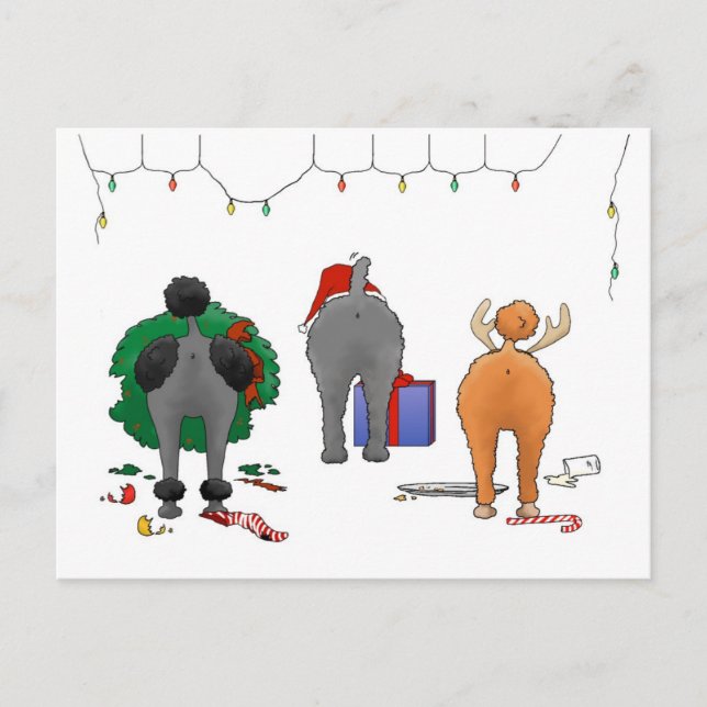 Cartes Pour Fêtes Annuelles Nothin' Butt A Poodle Christmas (Devant)