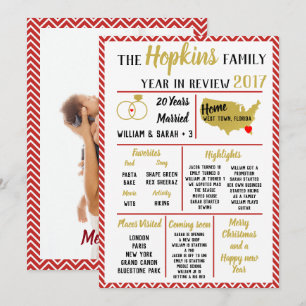 Cartes Pour Fêtes Annuelles notre année revue, événement familial Noël rouge