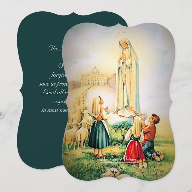 Cartes Pour Fêtes Annuelles Notre Dame de Fatima 1917 avec prière Fatima (Devant / Derrière)