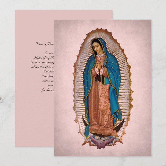 Cartes Pour Fêtes Annuelles Notre-Dame de Guadalupe 1531 avec prière (Devant / Derrière)