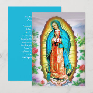 Cartes Pour Fêtes Annuelles Notre-Dame de Guadalupe Floral avec prière