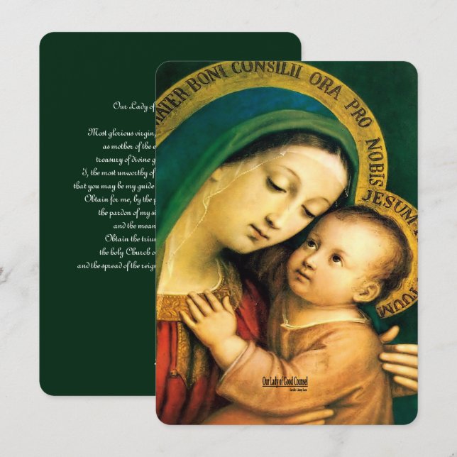Cartes Pour Fêtes Annuelles Notre-Dame du Bon Conseil avec prière (Devant / Derrière)