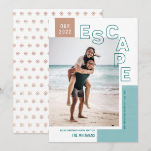 Cartes Pour Fêtes Annuelles Notre évasion   Plage photo moderne Noël