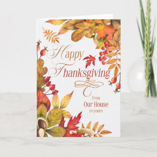Cartes Pour Fêtes Annuelles Notre maison à vos bénédictions Automne Thanksgivi
