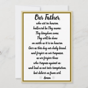 Cartes Pour Fêtes Annuelles Notre Père Prière Matthieu 6:9-13