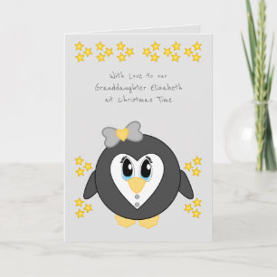 Cartes Pour Fêtes Annuelles Notre petite-fille à Noël mignon pingouin gris